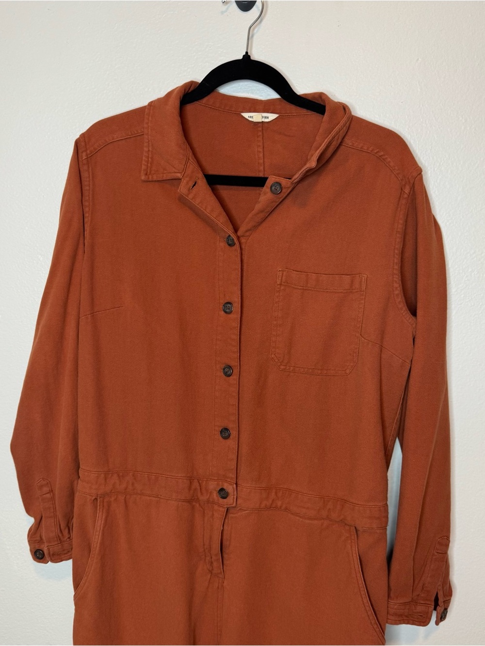 Bridge & Burn Burke Utility Jumpsuit Rust Terracotta Orange Long Sleeve - Picture 3 of 16
